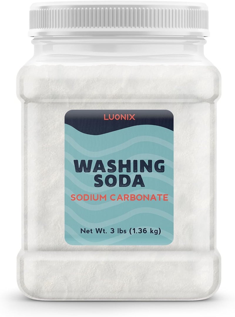 Luonix Washing Soda, 3 lbs, Sodium Carbonate, Soda Ash, Laundry Additive - Image 1